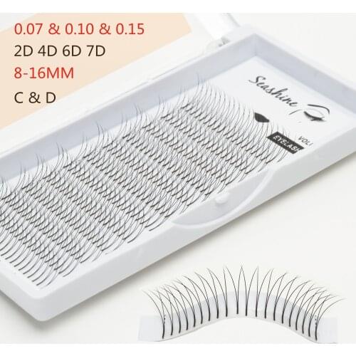 Seashine Long Stem 2D 4D 6D 7D False Lashes Premade Russian Volume Fans Faux Mink Premade Eyelash Extensions Makeup