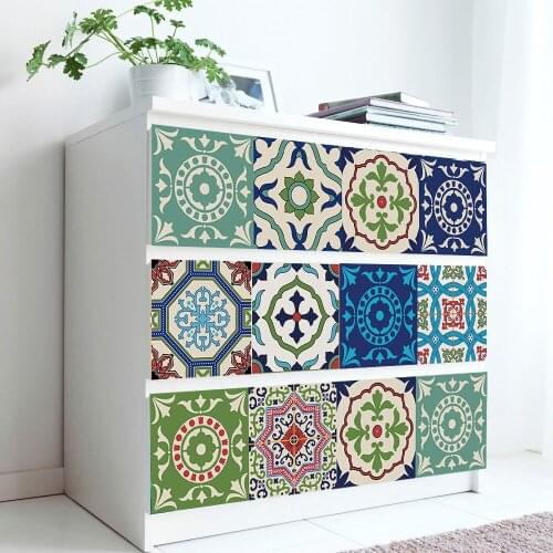 10/15/20/30cm Mandala Strip Tiles Wall Sticker Bathroom Hand-washing Table Decoration Wallpaper Waterproof Removable Art Mural