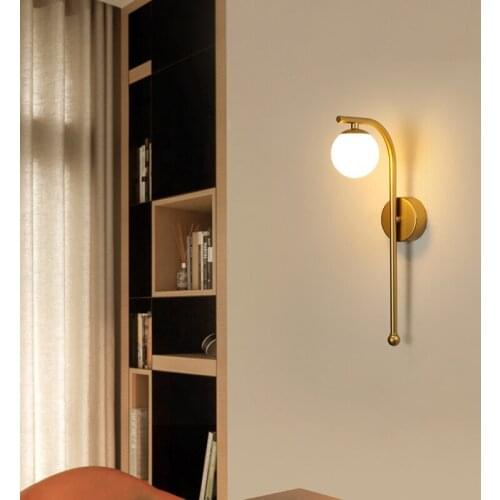 Nordic LED Glass Ball Wall Lamp 1 Head Golden Luster Surface Mounted Aisle Light for Living Room Corridor Bedroom Bedside Decor