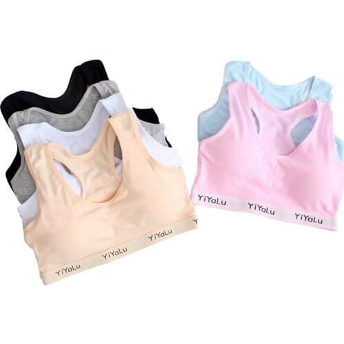 New Cotton Girls Bras Solid Color Young Girls Underwear for Sport Wireless Small Training Puberty Bras Undergarment for10-16yaer