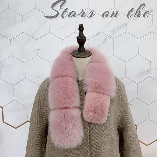 New patchwork fox fur rabbit fur scarves Japanese style thick warm pink black white winter women fur muffler cosplay party DIY