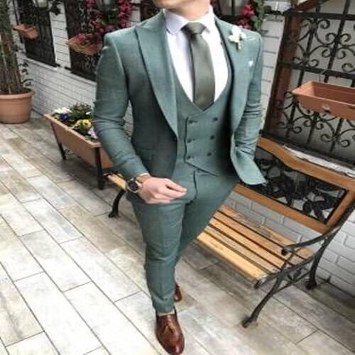 2020 New Arrival Suit Mens Custom Made Groom Prom Tuxedos 3 Piece Set Slim Fit Business Suits Ropa Hombre ( Jacket+Pants+Vest)