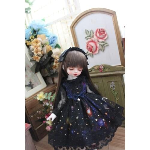 BJD doll dress is suitable for 1/31/41/6MSD and Blythes fashion Star fantasy star dress skirt + simple headpiece two-piece set