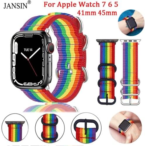 Rainbow Wristband For Apple Watch 38MM 42MM Watch Strap Comfortable Fabric Bracelet Band For Apple Watch 40MM 44MM SE 6 5 4 3 2