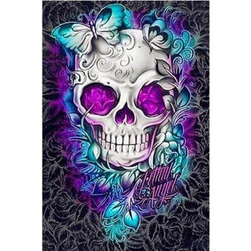 DIY Diamond painting Cartoon skull diamond embroidery Butterfly Full SquareRound Cross stitch Wall Painting gift