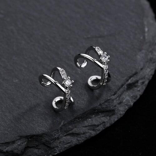 Modern Jewelry 1 PC Metal Ear Clip Earring 2021 New Design High Quality Shiny Crystal Ear Clip For Women Party Gifts