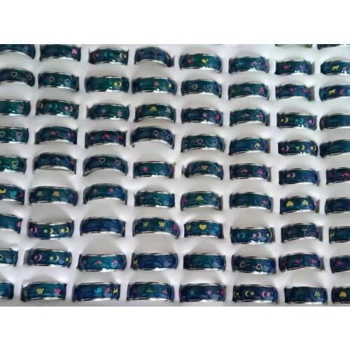 Mix pattern mood ring cartoon animal butterfly Peace heart-shaped dolphins moon and stars pattern mood ring mix size