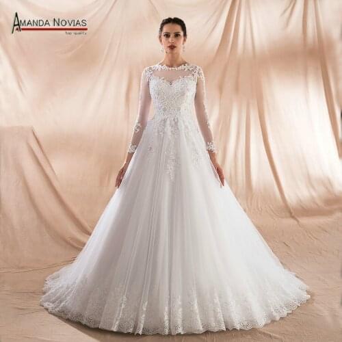 Vestidos de festa 2019 Full Beading A-line Wedding Dresses With Pearls