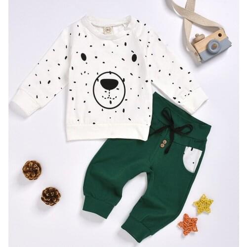 3pcs Baby Boys Clothes Set Newborn Toddler Hoodie Cartoon Bear Sweatshirt Tops+ Pants Outfits Winter Autumn Long Sleeve babywear