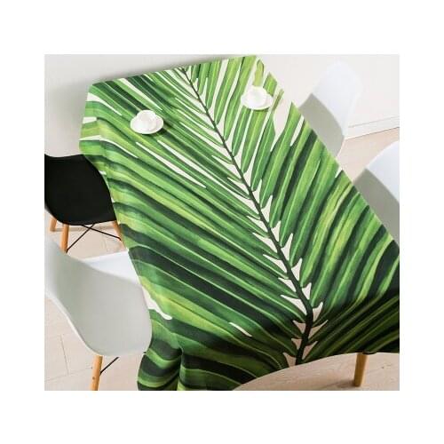 Thicken nordic linen tablecloth table cloth garden fresh green leaf simple modern coffee rectangular home decoration table cover