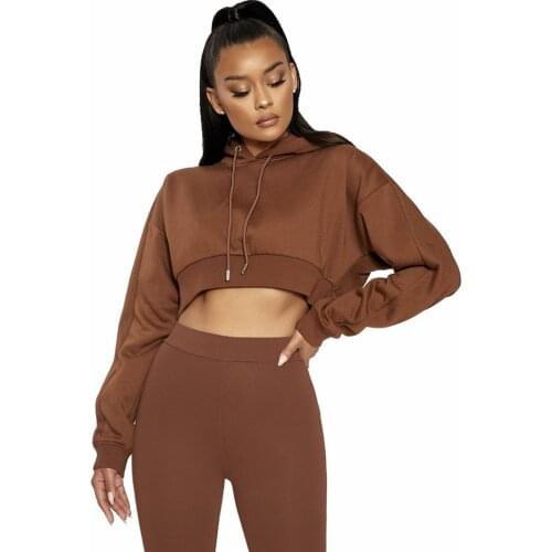 2021 Spring Two-piece Sportswear Sexy Navel Hooded Trousers Casual Outdoor Suit Fashion Solid Color Ladies Two-piece Suit