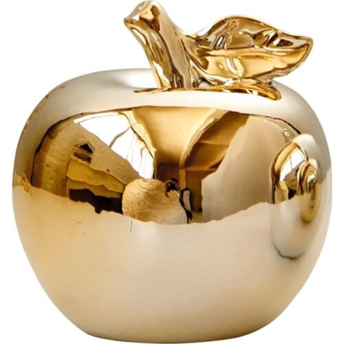 1Pcs!! Modern Home Decoration Gift Ornament Ceramic Silver/Gold Apple Decorative Statue Kitchen Dining Table Ornament