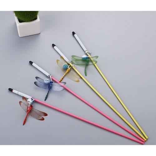 1pc 4 colors Funny Dragonfly Cat Stick Rod Toy Colourful Pet Cat Teaser toy Cats Wand Pet Products with Bell Catnip Toys