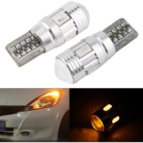 10pcs 501 W5W Car Sidelight Bulb Error Free Canbus 6SMD LED Yellow Built in Resistor to Prevent Repeat Flickering