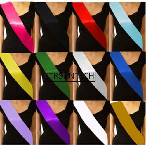 100pcs Blank Sash Satin Shoulder Ribbon Birthday Girl Baby Shower Party Accessory Decoration Princess Ribbons Party Gifts