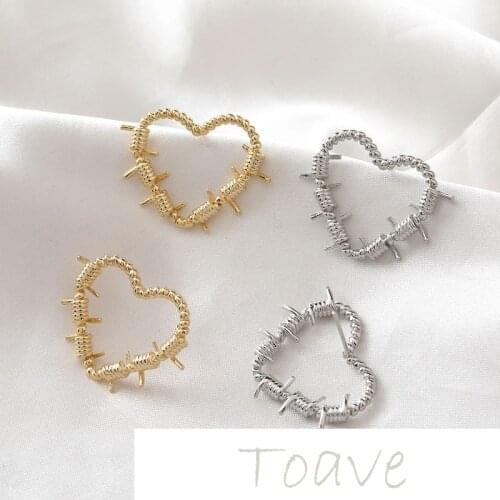 14K gold plating sweet and cool heart peach heart earrings diy earrings hand-made material accessories
