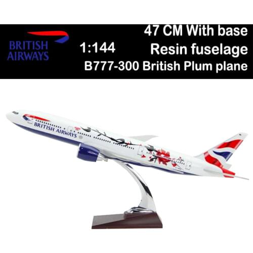 47CM 1/144 Boeing B777-300 British Plum Airplane model Airways Airliner aviation Toys plane gifts collection no undercarriage