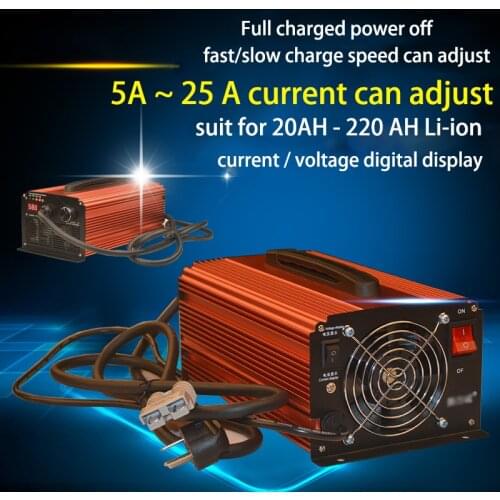 48V 60V 72V Li-ion Lipo Lifepo4 LTO Battery Charger High Power Fast 25A 15A 10A 5A Current Adjustable 12S 24S 17S 67.2V 88.2V