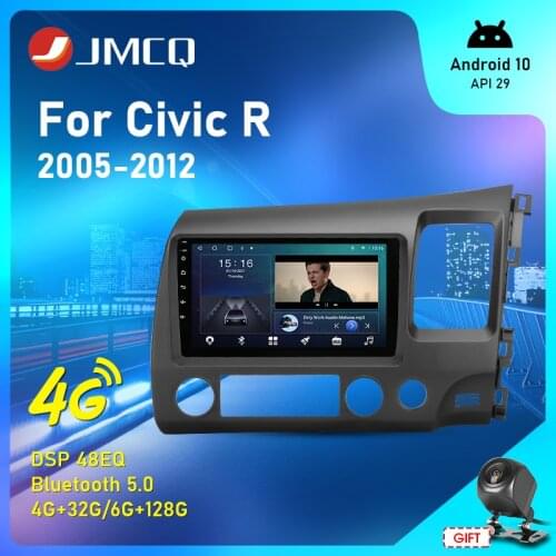 JMCQ 4G+32G Android 10 Car Radio for Honda Civic-R 2005-2012 Multimedia Video Player Stereo Head Unit 2 Din DPS Navigation GPS