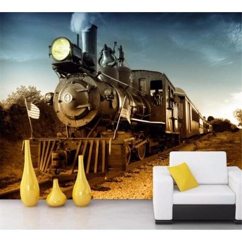 Beibehang Custom wallpaper 3D mural photo HD fashion retro nostalgic locomotive background wall decoration wall papel de parede