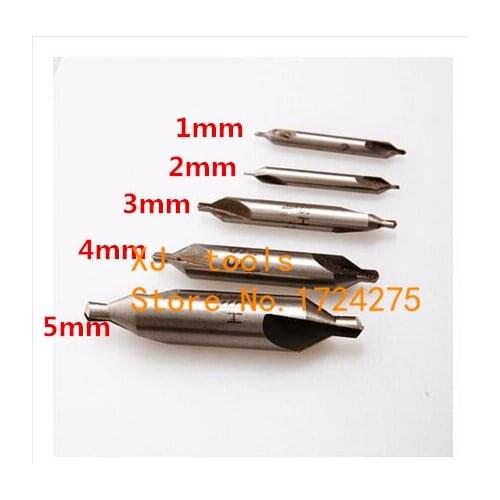 Free Shipping 5PCS/SET Dia 1.0mm 2.0mm 3.0mm 4.0mm 5.0mm A-Type Centre Drill 60 degree Countersinks Bit Set Spotting Drill