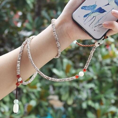 Bodhi Bead Neck Strap Keychains Pendant Neckline Lanyard Mobile Phone Strap Charms Keyring Buckle Rope Anti-slip Cord Lanyard