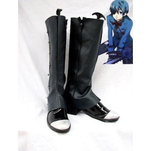 Black Butler Ciel Phantomhive Detachable Cosplay Boots Shoes Anime Party Cosplay Show Boots Custom Made for Adult Men Shoes
