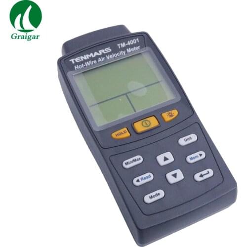 TENMARS TM4001 Digital Hot Wire Anemometer Air Flow Air velocity Temperature Tester