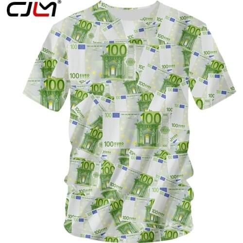 CJLM Casual EUR Banknote Streetwear 3D Printed Men O-neck T-shirt Hawaii T-shirt Fashion Harujuku Custom Oversized T-shirt 5XL