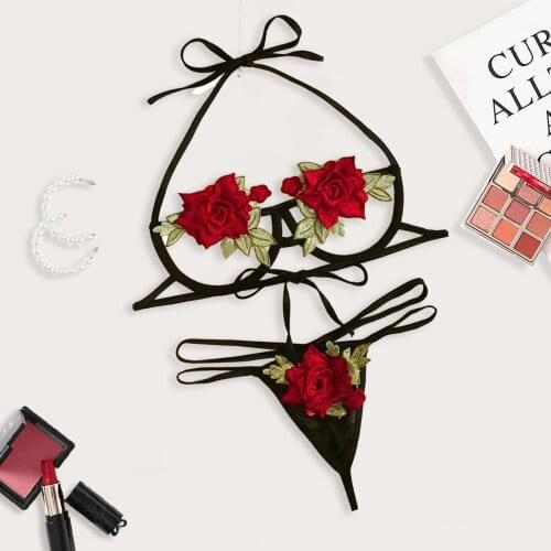 Embroidery Floral Bra G string Sexy Underwear Exotic Set Plus Size Porno Womens Sexy Lingerie Babydoll Lenceria Erotic Costumes