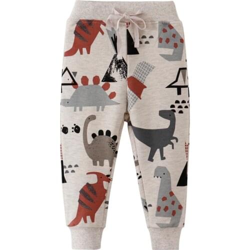Jumping meters Children Trousers Long Pants with Dinosaurs Printed Drawstring Baby Animals Sweatpants Boys Clothing Kids Pants