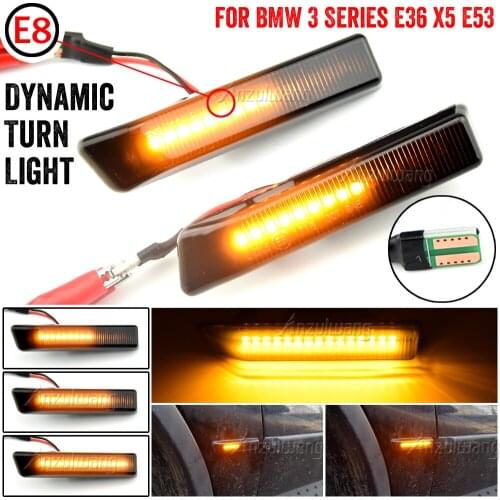 For BMW X5 E53 1999-2006 LED Dynamic Turn Signal Light For BMW 3 Series E36 M3 Side Marker Lamp Flowing Indicator 1996-1999
