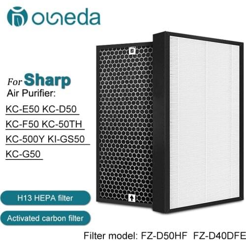For Sharp Air purifier KC-E50 KC-D50 KC-F50 KC-50TH KC-500Y KI-GS50 KC-G50 replacement HEPA Carbon filter FZ-D50HF FZ-D50DF