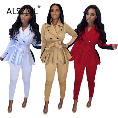 Elegant Temperament Simple Pure Color Women Set Fall 2 Pieces OL Elegant Sexy Two Pieces Clothes Suit Tracksuits