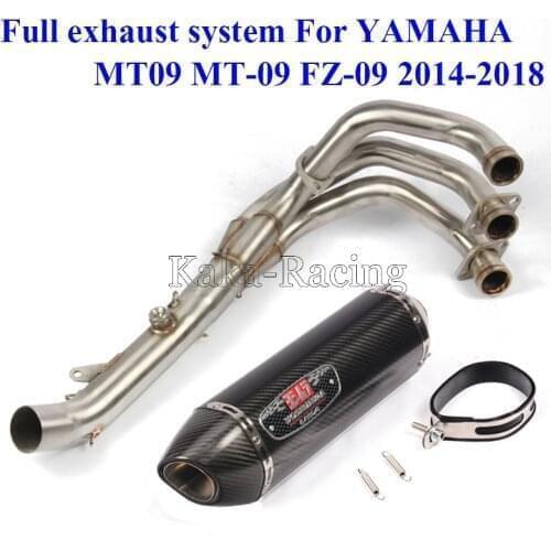 MT 09 Motorcycle Exhaust Muffler Yoshimura Carbon fiber Escape + Front middle link pipe scooter for Yamaha MT09 FZ09 MT-09 FZ-09