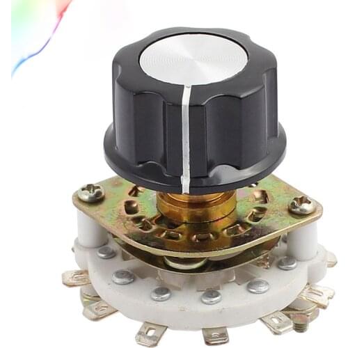 KCZ 2 Pole 5 Position 6mm Dia Shaft Band Channel Rotary Switch Selector w Cap