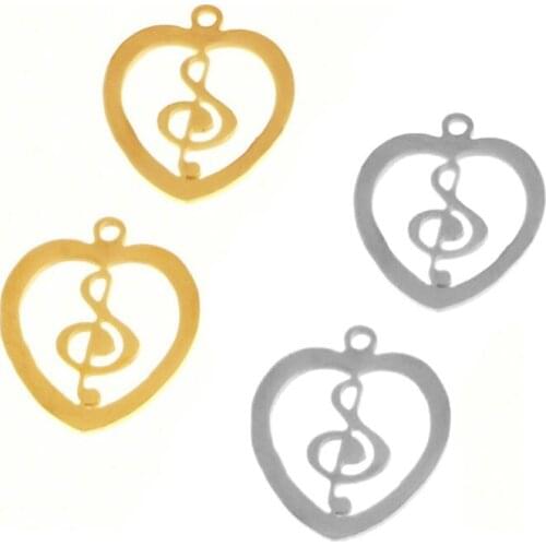 Music Note Heart Treble Bass Clef Necklace Women Infinity Love Charm Pendant Necklace Stainless Steel Jewelry Making Findings