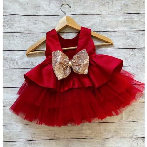 Red Christmas dress red flower girl dresstulle tutu dress, Baby toddler dress gilrs new year red dress girls birthday party gown
