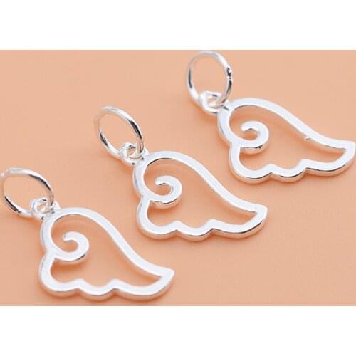 925 Sterling Silver Pendant, q version angel wing pendant, handmade DIY beaded bracelet necklace accessories