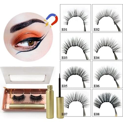 1 Set Magnets False Eyelash Magnetic Liquid Eyeliner Magnetic Eyelashes Set Waterproof Long Lasting Fake Eyelash Extension Tools