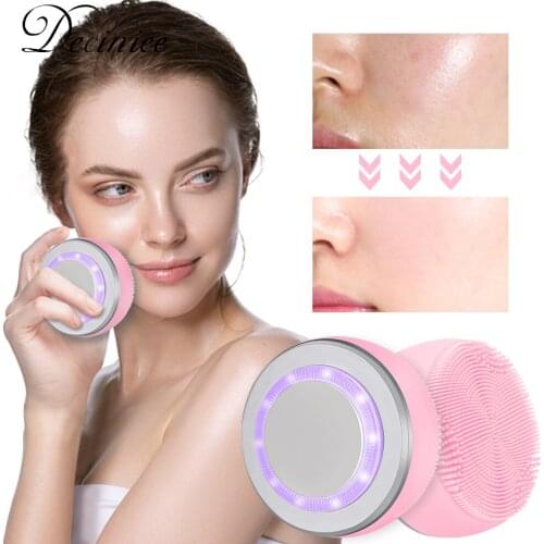 Mini Facial Cleansing Brush 4 Modes Soft Silicone IPX7 Waterproof Sonic Vibrating Face Brush for Skin Deep Cleansing Exfoliating