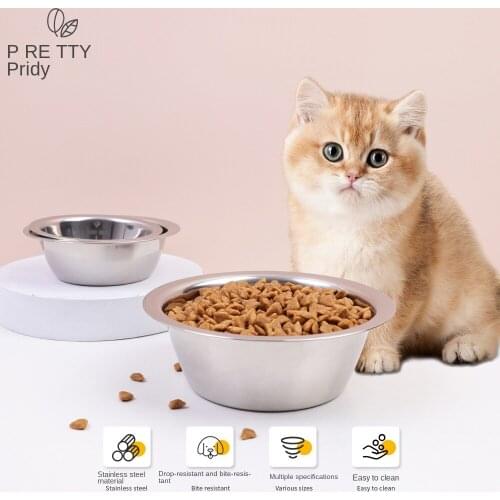 2pcs Stainless steel pet bowl tableware cat and dog food bowl water bowl multi specification dog basin cat food bowl