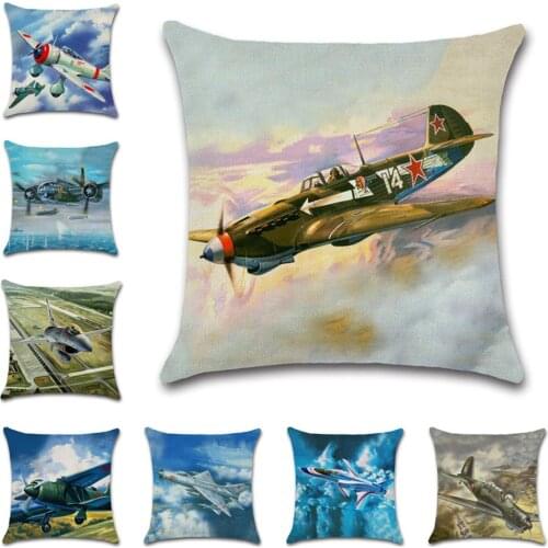 Cartoon Airplane Plain print Cushion Cover Festival Decorative Home Throw sofa chair seat friend kids bedroom Gift Pillowcase