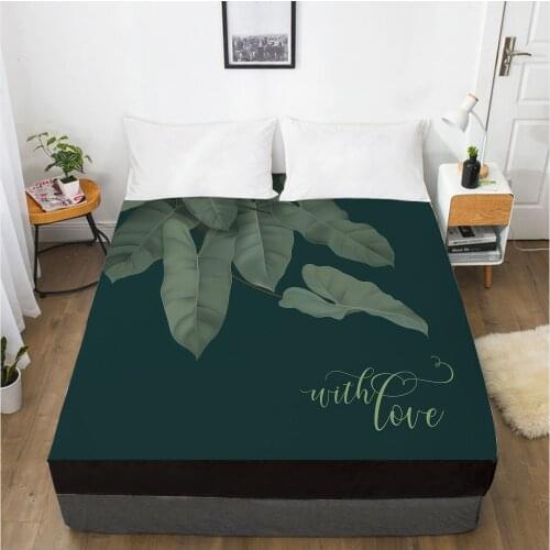 3D Printed Estheticism Lotus Leaf Soft Fitted sheet With Elastic Band solid Bed Sheet Cover-Wrinkle Abrasion Resistant Sheets