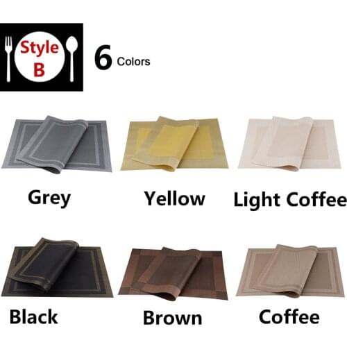 Set of 4 PVC Washable Placemats for Dining Table Mat Non-slip Placemat Set in Kitchen Accessories Cup Coaster Wine Pad