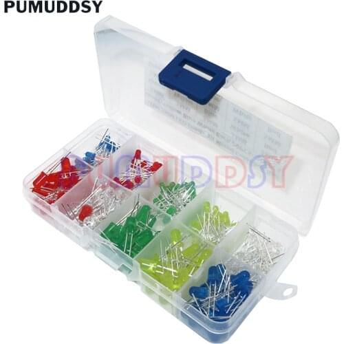 200PC 3MM 5MM Led Kit Mixed Color Red Green Yellow Blue White Light Emitting Diode Assortment In Box PUMUDDSY