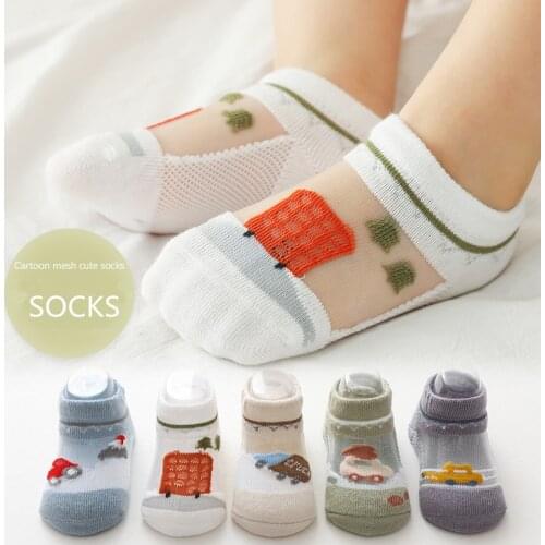Wecute 5 Pairs Baby Socks for 0-5years Boys Girls Baby Summer Socks Breathable Floor Socks Dispensing Non-slip Mesh Toddler