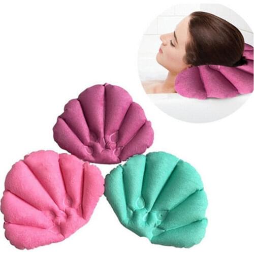 2020 New Hot Fashion 1 pc Soft Spa Inflatable Bath Pillow Cups Shell Shaped Neck Bathtub Pillows Random Color