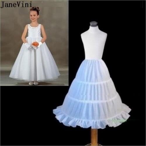 JaneVini New 3 Hoops Children Kids Petticoat A Line Black Crinoline Wedding Petticoats Flower Girls Underskirt Jupon Vintage