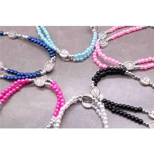 New Fashion Jesus Cross Beaded Bracelet, Virgin Mary Rosary Bracelet, Holy Mercy Icon Beads Beads Casual Bracelet